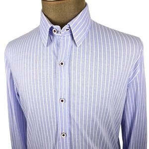 BUTTER CLOTH- Mens Large Regular Fit Striped Cotton Shirt Casual Dress Shirt